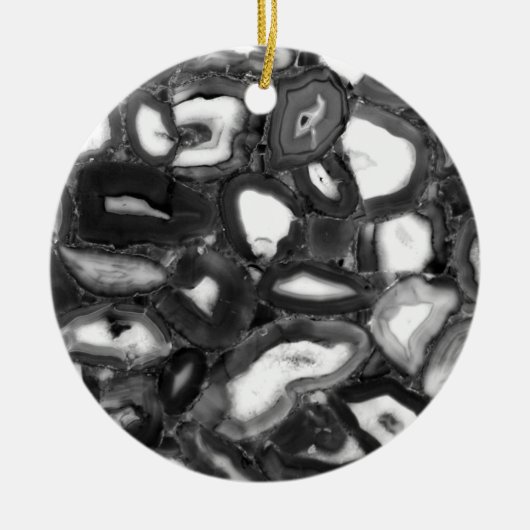 Abstracte zwarte witte agaten geode keramisch ornament (Voorkant)