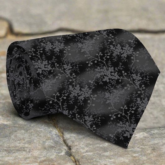 Abstracte zwarte witte bladeren herhalen ontwerppa stropdas