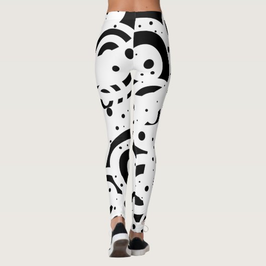 ABSTRACTE ZWARTE WITTE CIRCLS DIGITALE ART LEGGINGS (Achterkant)