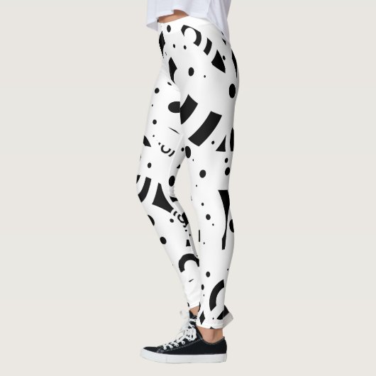 ABSTRACTE ZWARTE WITTE CIRCLS DIGITALE ART LEGGINGS (Links)