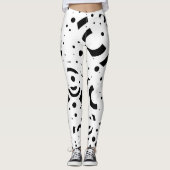 ABSTRACTE ZWARTE WITTE CIRCLS DIGITALE ART LEGGINGS (Voorkant)
