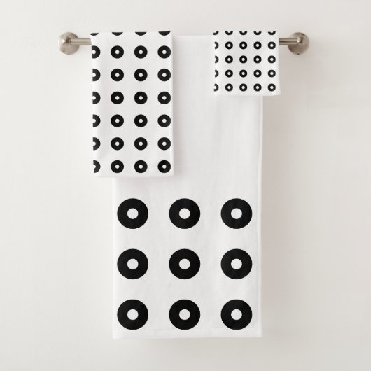 Abstracte zwarte & witte cirkels bad handdoek (Insitu)