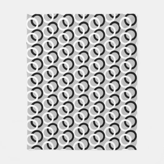 Abstracte Zwarte & Witte Cirkels op Lichtgrijs Fleece Deken (Voorkant)