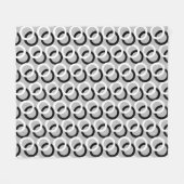 Abstracte Zwarte & Witte Cirkels op Lichtgrijs Fleece Deken (Voorkant (Horizontaal))