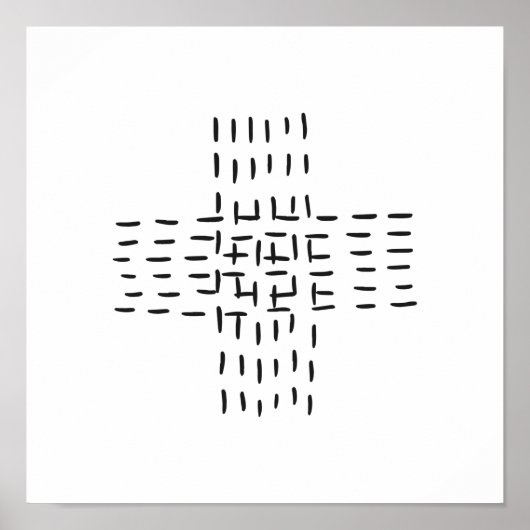 Abstracte zwarte witte dash Cross Minimale Art Poster (Voorkant)