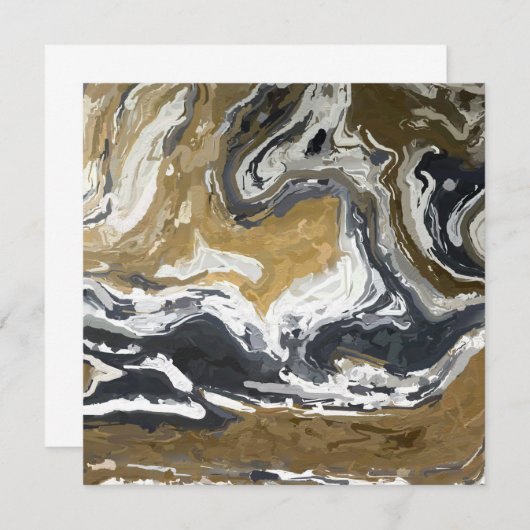 Abstracte zwarte, witte en goudbriefkaart (Voorkant / Achterkant)