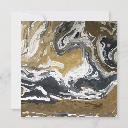 Abstracte zwarte, witte en goudbriefkaart (Voorkant)