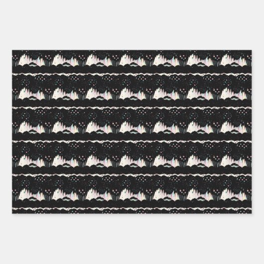 Abstracte zwarte, witte en pastelkleurspiegel inpakpapier vel (Voorkant)