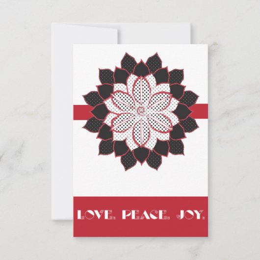 Abstracte zwarte, witte en rode poinsettia kaart (Voorkant)