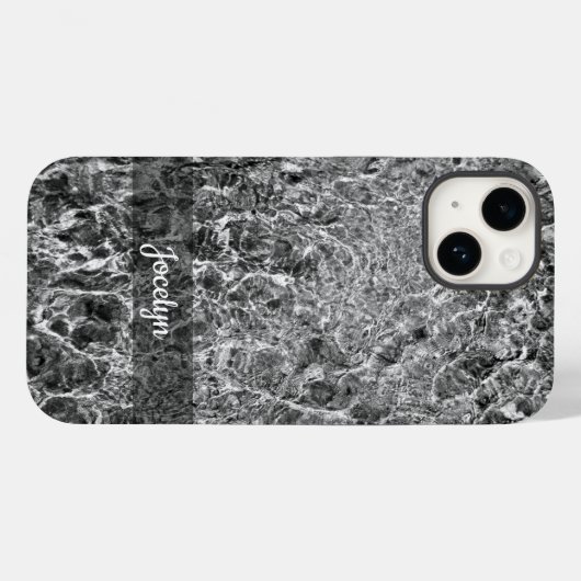 Abstracte zwarte witte Faux Marble Persoonlijke Na Case-Mate iPhone Case (Achterkant (horizontaal))