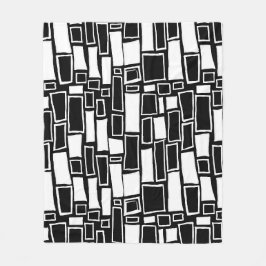 Abstracte Zwarte Witte Geometrische Tegels Fleece Deken