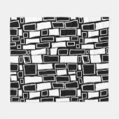 Abstracte Zwarte Witte Geometrische Tegels Fleece Deken (Voorkant (Horizontaal))