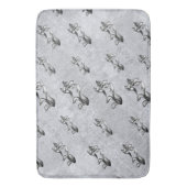Abstracte zwarte witte glijbloemen op zilver badmat (Voorkant Verticaal)