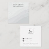 Abstracte zwarte witte golven Ketting Band Sjabloo Vierkante Visitekaartje (Voorkant / Achterkant)