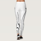 Abstracte zwarte witte lijnen met dubbele minimali leggings (Achterkant)