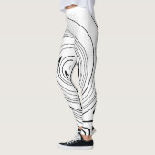 Abstracte zwarte witte lijnen met dubbele minimali leggings (Links)