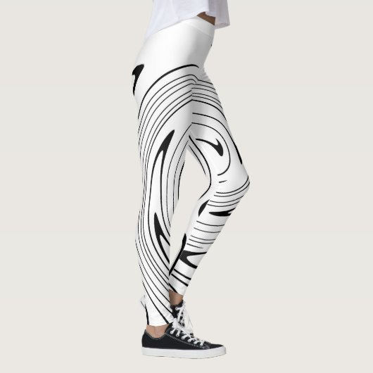 Abstracte zwarte witte lijnen met dubbele minimali leggings (Rechts)