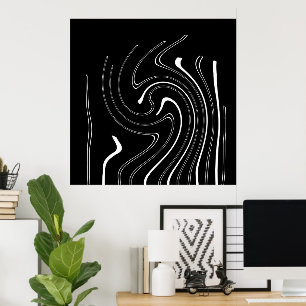 Abstracte zwarte witte lijnen met dubbele minimali poster