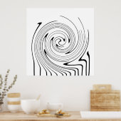 Abstracte zwarte witte lijnen met dubbele minimali poster (Keuken)