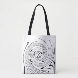 Abstracte zwarte witte lijnen met dubbele minimali tote bag