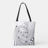 Abstracte zwarte witte lijnen met dubbele minimali tote bag (Achterkant)