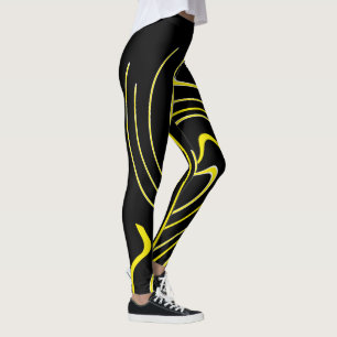 Abstracte zwarte witte lijnen met een twinkelminim leggings