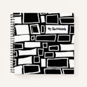 Abstracte zwarte witte mozaïekzakboekbullet notitieboek (Voorkant)