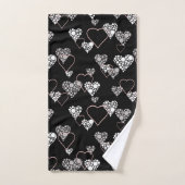 Abstracte zwarte witte Valentijnsdag haren liefde Bad Handdoek (Handdoek)