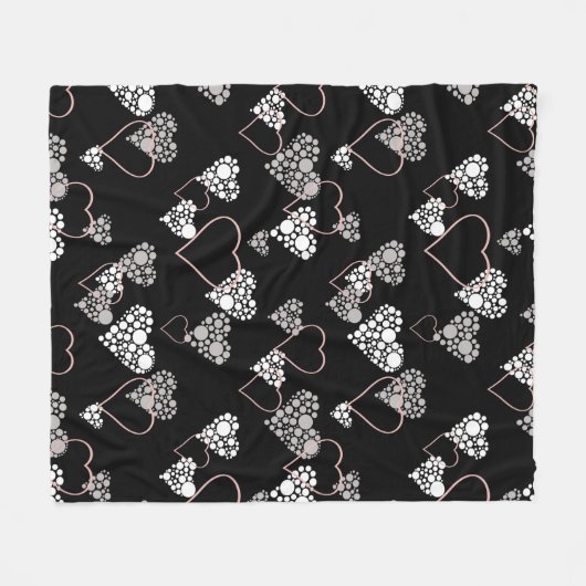 Abstracte zwarte witte Valentijnsdag haren liefde Fleece Deken (Voorkant (Horizontaal))