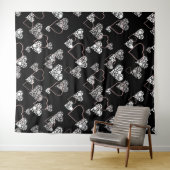 Abstracte zwarte witte Valentijnsdag haren liefde Wandkleed (In Situ (horizontaal))