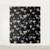 Abstracte zwarte witte Valentijnsdag haren liefde Wandkleed (Voorkant)