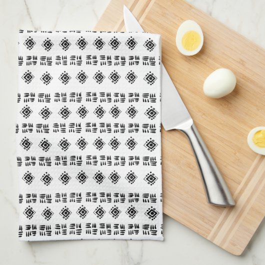 Abstracte zwarte witte vlekken theedoek (Quarter Fold)