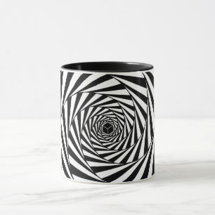 Abstracte Zwarte & Witte Wervelende Spiraalvormige Mok