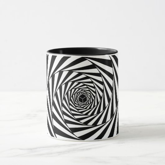 Abstracte Zwarte & Witte Wervelende Spiraalvormige Mok (Midden)