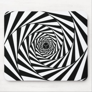 Abstracte Zwarte & Witte Wervelende Spiraalvormige Muismat