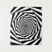 Abstracte Zwarte & Witte Wervelende Spiraalvormige Wandkleed (Voorkant)