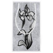 Abstracte zwarte witte zonnebloemen op zilverpapie klein cadeauzakje (Voorkant)