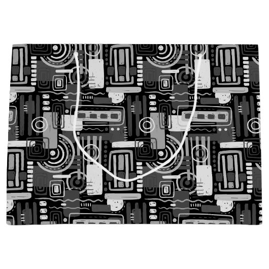 Abstracte zwartwittas groot cadeauzakje (Voorkant)