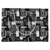 Abstracte zwartwittas groot cadeauzakje (Achterkant)