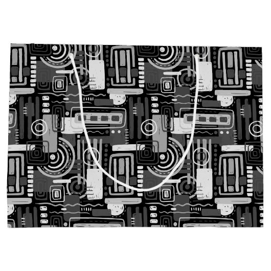 Abstracte zwartwittas groot cadeauzakje (Achterkant)