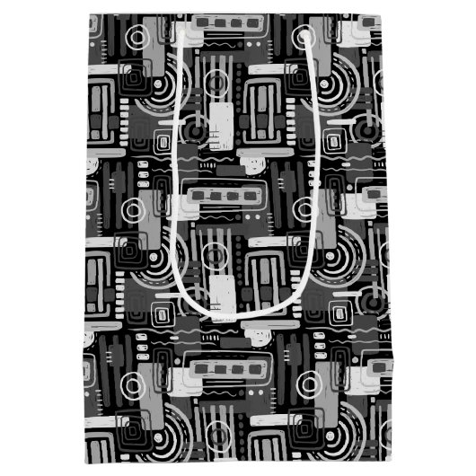 Abstracte zwartwittas medium cadeauzakje (Achterkant)