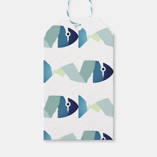 Abstracte zwemblauwvis cadeaulabel (Voorkant)