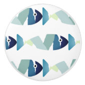 Abstracte zwemblauwvis keramische knop (Voorkant)