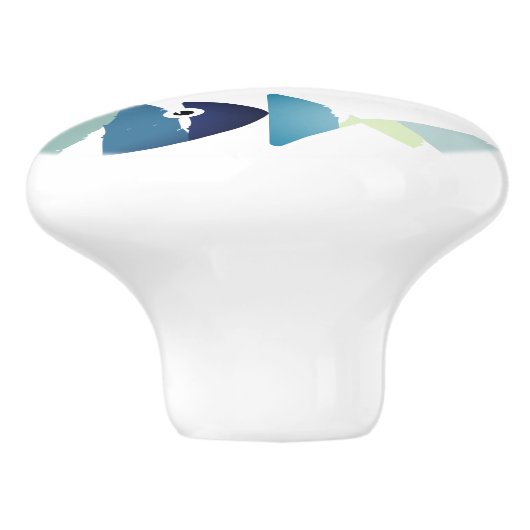 Abstracte zwemblauwvis keramische knop (Zijkant)