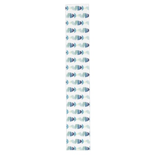 Abstracte zwemblauwvis lange tafelloper (Voorkant)