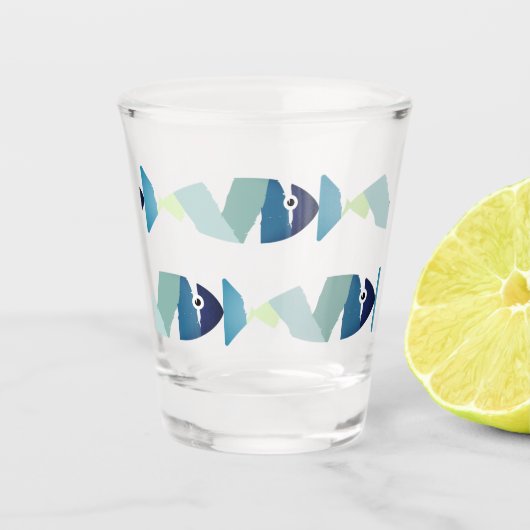 Abstracte zwemblauwvis shot glas (Voorkant)