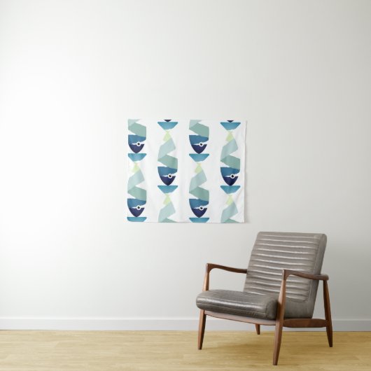 Abstracte zwemblauwvis wandkleed (In Situ (horizontaal))