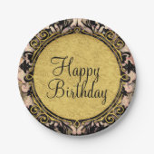 Abstracte zwembril roze zwart & goudglam papieren bordje (Voorkant)