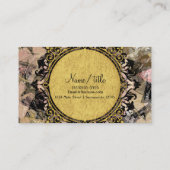 Abstracte zwembril, zwart, goudglam, art visitekaartje (Achterkant)