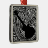 Abstracte Zwemelen Guitar Ornament, zwart-wit Metalen Ornament (Rechts)